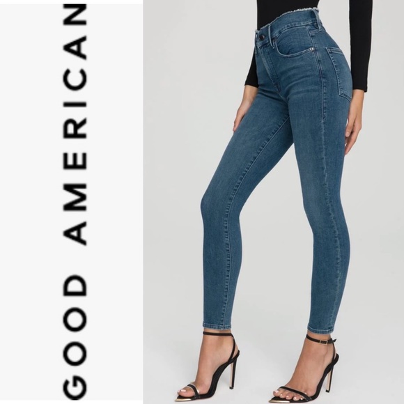 Good American Denim - Good American Good Legs Fray Waistband Skinny Jeans in Blue610